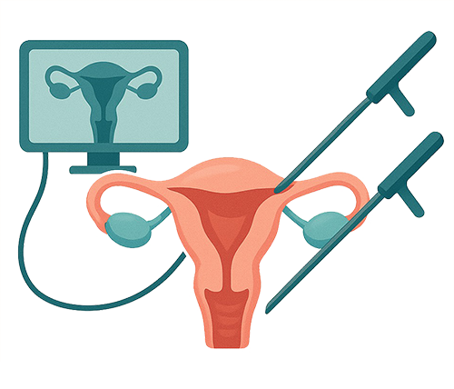 Illustration of laparoscopic Hysterectomy